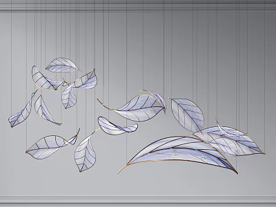 Elegant Leaf Shaped Chandelier With Delicate Hanging Design For Modern Interior 3d model