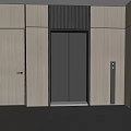 Modern Elevator Hallway With Wooden Panel Walls Dark Door And Marble Floor