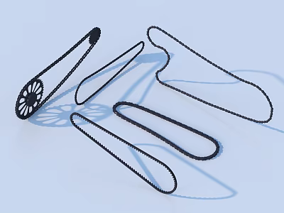 Black Wire Paper Clips In Various Shapes On White Background With Shadows 3d model