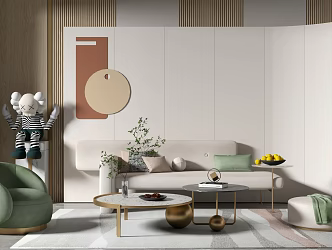 Light Luxury Sofa Coffee Table Combination Single Sofa 3d model