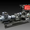 Diesel Generator Engine With Red Fuel Tank Silver Metal Casing And Heavy Duty Base Frame