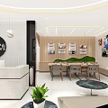 Modern Meeting Room Interior With Wooden Long Table Gray Chairs Green Plants And Large Windows