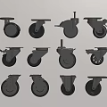 Assorted Metal Caster Wheels with Black Rubber Tires and Swivel Brackets