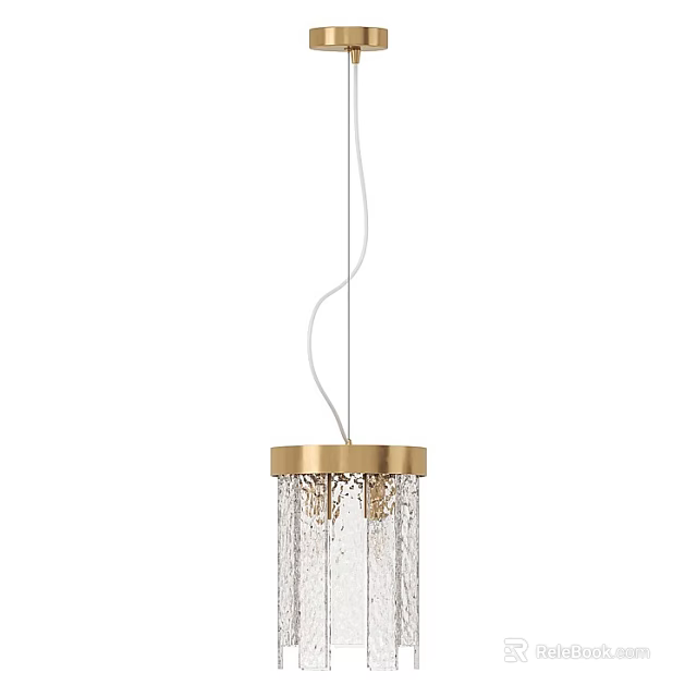 Elegant Modern Chandelier With Gold Base And Transparent Glass Shade Featuring Crystal Fringe 3d model