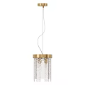 Elegant Modern Chandelier With Gold Base And Transparent Glass Shade Featuring Crystal Fringe 3d model