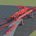 Large Red Industrial Gantry Crane With Concrete Pillars At Construction Site 3d model