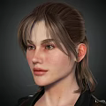 Woman Wearing Black Leather Jacket Brown Vest Black Shorts And Brown Boots With Arms Outstretched