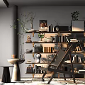 Stylish Storage Shelf Unit With Books Decorative Items Plants And Vases In Modern Interior
