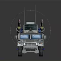 Construction Specialized Vehicle Featuring Top Mounted Devices Antenna Systems And Blue Striped Armored Exterior