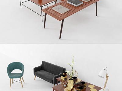 Modern desk table and chair combination model