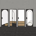 Modern Swing Doors With Glass Panels And Metal Frames In Interior Setting 3d model