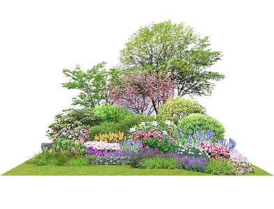 Modern shrub plant combination plant group flower border group arbor shrub land 3d model