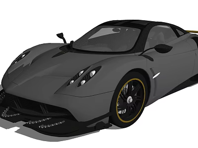 Gray Luxury Sports Car With Sleek Body Black Roof And Yellow Rims 3d model