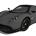 Gray Luxury Sports Car With Sleek Body Black Roof And Yellow Rims