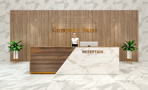 Modern Reception Desk Front Desk 3d model