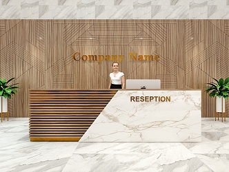 Modern Reception Desk Front Desk 3d model