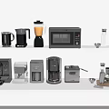 Essential Modern Kitchen Appliances Including Coffee Maker Blender Microwave And Toaster 3d model
