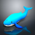 Blue Whale Toy Figure With White Belly On Gray Reflective Surface