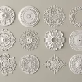White Decorative Ceiling Medallions With Various Intricate Patterns For Home Interior 3d model