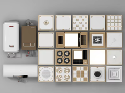 Ceiling Panels With Various Decorative Patterns And Modern Styles For Home Interior 3d model