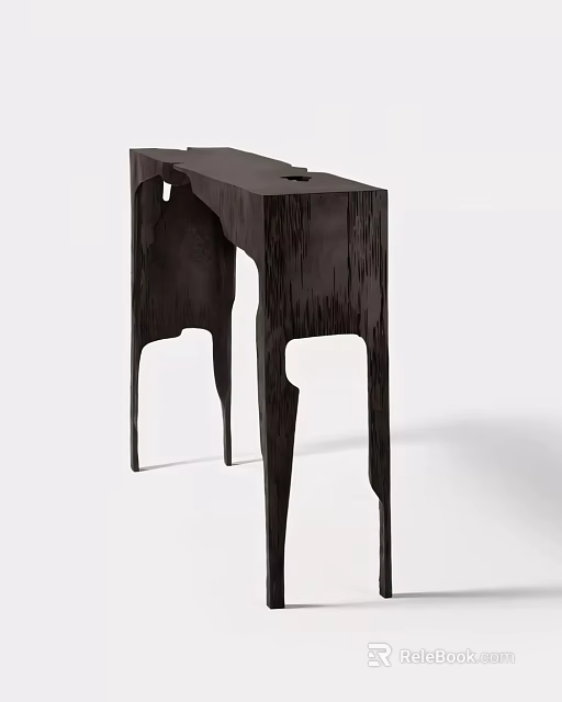 Modern Dark Wood Bar Counter With Unique Leg Design And Sleek Surface 3d model 
