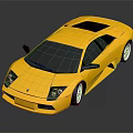 Yellow Luxury Sports Car With Sleek Design Black Roof And Silver Wheels