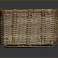 Handmade Bamboo Woven Storage Basket With Rectangular Shape And Sturdy Handles 3d model