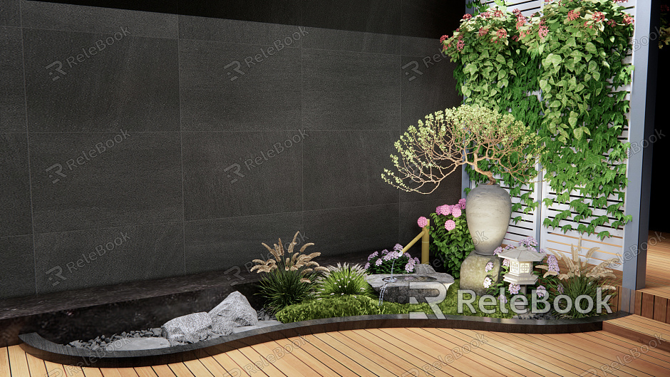 Modern Landscape Sketches Courtyard Sketches Landscape Plants Flowers and Plants Flower Mirror Green Plant Potted Plants model