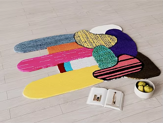 Dopamine color stitching cartoon children's carpet 3d model