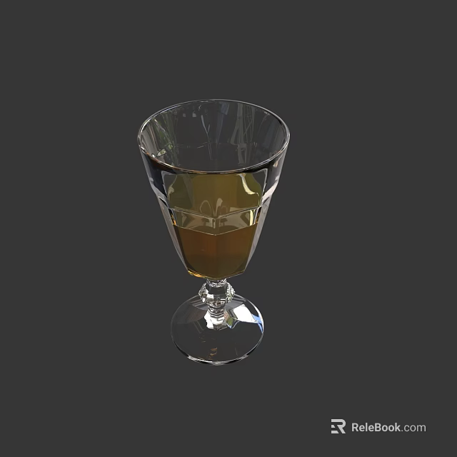 Refreshing Beverage in Transparent Goblet with Yellow Liquid on Gray Background 3d model 