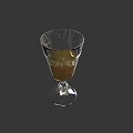 Refreshing Beverage in Transparent Goblet with Yellow Liquid on Gray Background 3d model