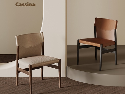 Dining Chair Leather Single Chair Leisure Chair 3d model