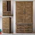 Rustic Wooden Chest of Drawers With Multiple Storage Drawers And Cabinet Doors