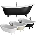 Modern Freestanding Bathtubs in Various Colors with Metal Faucets and Decorative Legs