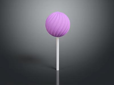 Colorful Purple Swirled Lollipop With White Stick On Dark Background 3d model