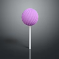 Colorful Purple Swirled Lollipop With White Stick On Dark Background