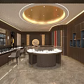 Luxury Elegant Jewelry Store Interior Design With Round Display Counters And Premium Refined Decorations