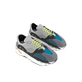 White Black Blue Yellow Color Block Casual Sports Shoes with Yellow Laces and Comfortable Design