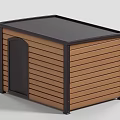 Durable Outdoor Pet Cage With Wooden Texture Black Top And Arched Door
