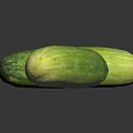 Fresh Green Cucumbers With Vibrant Skin On Dark Reflective Surface 3d model