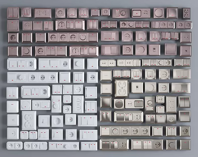 Multiple Styles Of Modern Switch Panels With Different Colors And Designs For Home Use 3d model