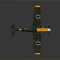 Vintage Military Airplane With Yellow Green Body Gray Wings And White Cross Markings