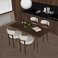 Mid-ancient dining table and chair combination dining table dining chair restaurant 3d model