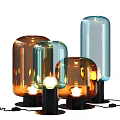 Modern Table Lamps With Colorful Glass Shades And Black Bases
