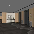 Elevator Hall Elevator Corridor Hotel Elevator End View Desk 3d model