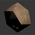 Decorative Metallic Polyhedral Sculpture With Carved Patterns Hollowed Square And RF Lettering
