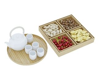 Modern Food Fruit Tray Tea Set 3d model