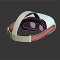 White VR Headset With Black Lenses And Adjustable Headband On Reflective Surface 3d model