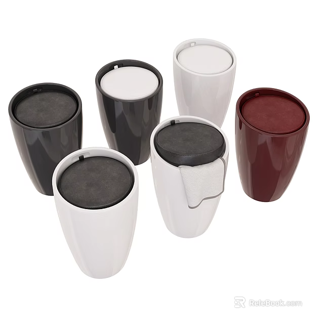 Modern Household Trash Cans With Various Colors And Lidded Design Styles 3d model 