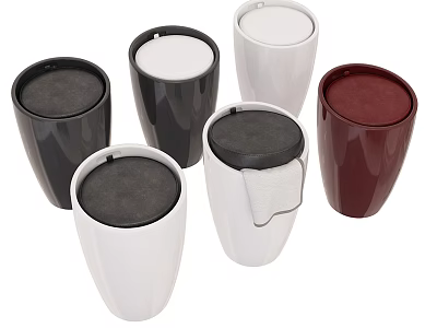 Modern Household Trash Cans With Various Colors And Lidded Design Styles 3d model